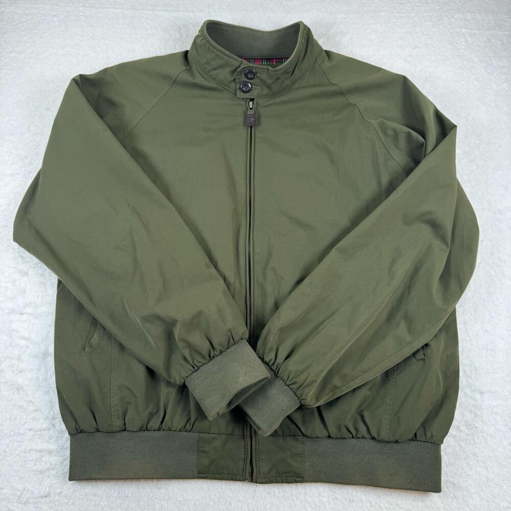 Orvis Jacket Mens Size L Green Bomber Nylon Plaid Lined Full Zip Casual Outdoor